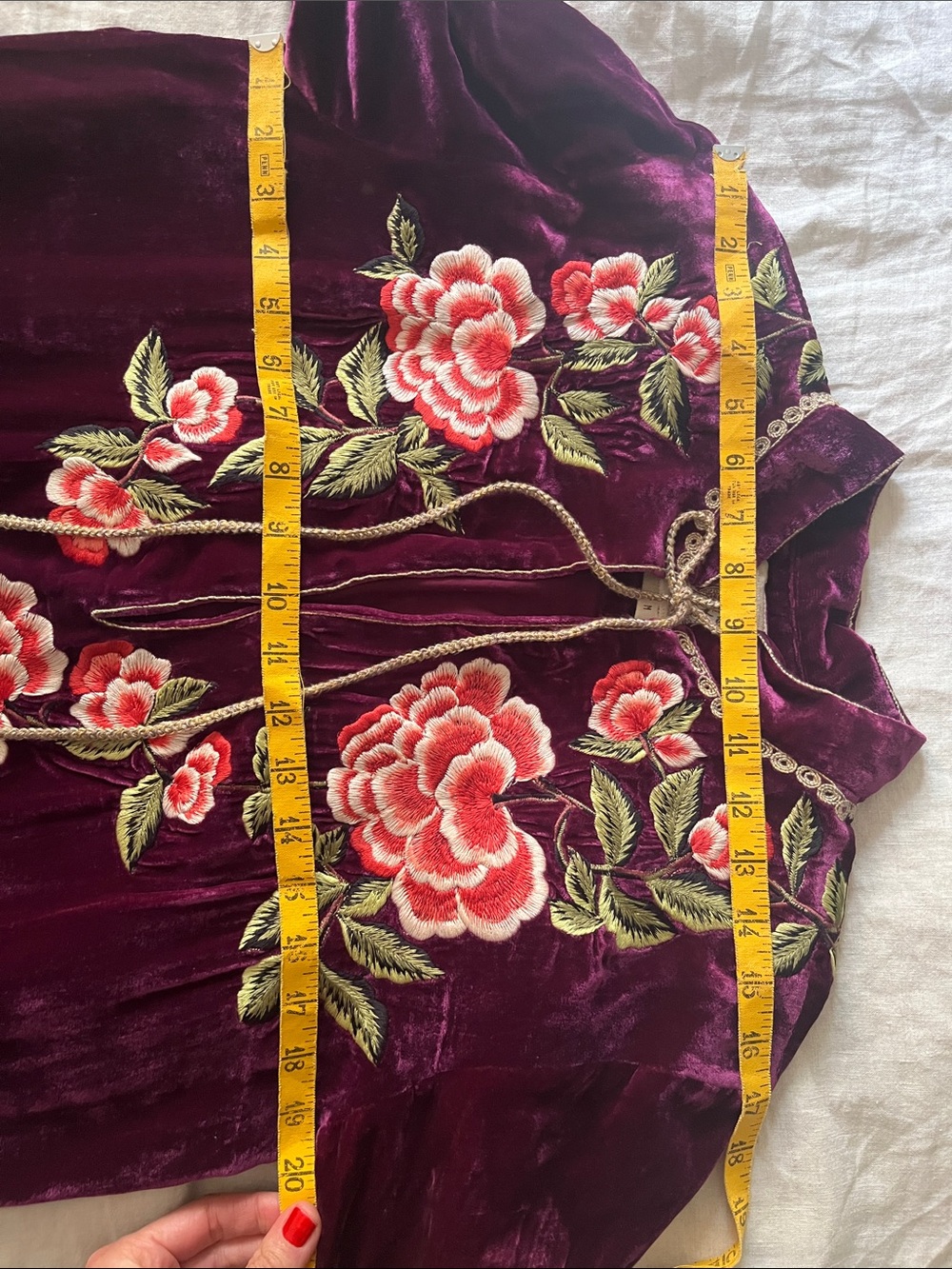 Chasing Unicorns 🥀 Like A Rolling Stone Silk Velvet Embroidered Tunic Dress sz M - Picture 16 of 17